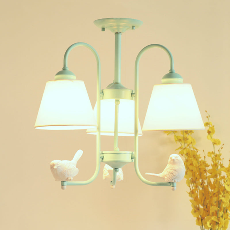 Nordic Stylish Bucket Hanging Light with Vivid Pigeon Metal Chandelier in Green for Restaurant Clearhalo 'Ceiling Lights' 'Chandeliers' Lighting' options 186823