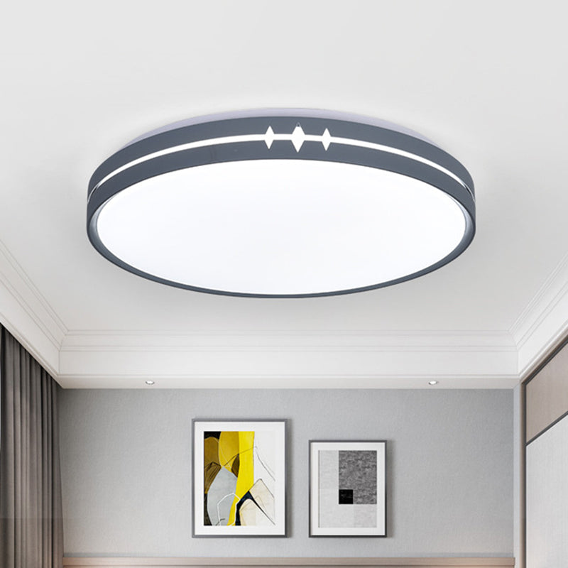 Contemporary LED Flushmount Lighting Black/Grey/White Drum Ceiling Flush Mount with Acrylic Shade Grey Clearhalo 'Ceiling Lights' 'Close To Ceiling Lights' 'Close to ceiling' 'Flush mount' Lighting' 1868231