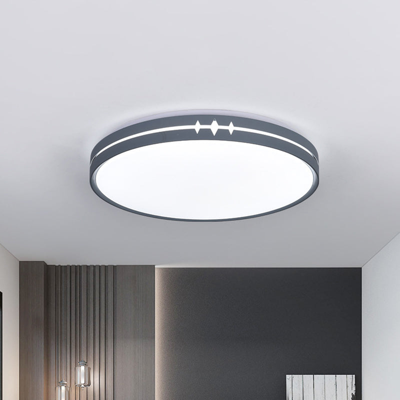 Contemporary LED Flushmount Lighting Black/Grey/White Drum Ceiling Flush Mount with Acrylic Shade Clearhalo 'Ceiling Lights' 'Close To Ceiling Lights' 'Close to ceiling' 'Flush mount' Lighting' 1868232