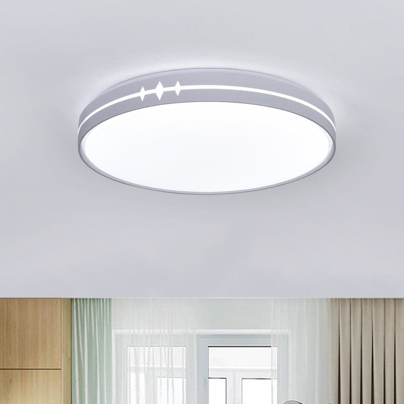 Contemporary LED Flushmount Lighting Black/Grey/White Drum Ceiling Flush Mount with Acrylic Shade White Clearhalo 'Ceiling Lights' 'Close To Ceiling Lights' 'Close to ceiling' 'Flush mount' Lighting' 1868235