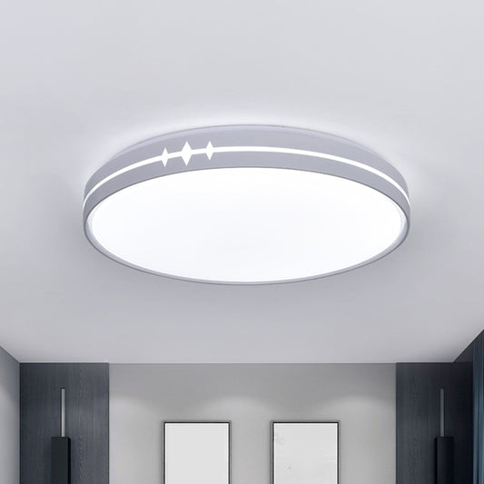 Contemporary LED Flushmount Lighting Black/Grey/White Drum Ceiling Flush Mount with Acrylic Shade Clearhalo 'Ceiling Lights' 'Close To Ceiling Lights' 'Close to ceiling' 'Flush mount' Lighting' 1868236