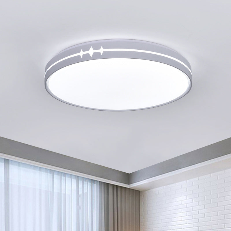 Contemporary LED Flushmount Lighting Black/Grey/White Drum Ceiling Flush Mount with Acrylic Shade Clearhalo 'Ceiling Lights' 'Close To Ceiling Lights' 'Close to ceiling' 'Flush mount' Lighting' 1868237