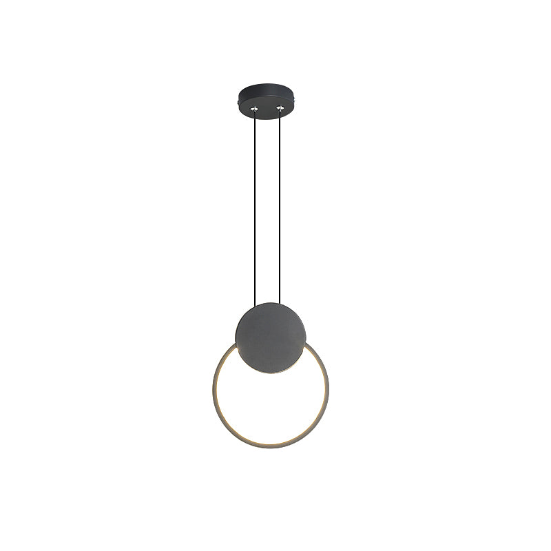 Modernism LED Down Mini Pendant Black/White Annular Hanging Lamp Kit with Metal Shade in Warm/White Light Clearhalo 'Ceiling Lights' 'Modern Pendants' 'Modern' 'Pendant Lights' 'Pendants' Lighting' 1868279