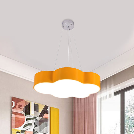 Red/Yellow Cloud Hanging Ceiling Light Macaroon LED Acrylic Pendant Chandelier with Round Canopy Clearhalo 'Ceiling Lights' 'Chandeliers' Lighting' options 1868309