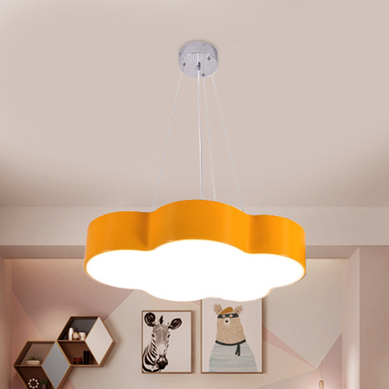 Red/Yellow Cloud Hanging Ceiling Light Macaroon LED Acrylic Pendant Chandelier with Round Canopy Clearhalo 'Ceiling Lights' 'Chandeliers' Lighting' options 1868310