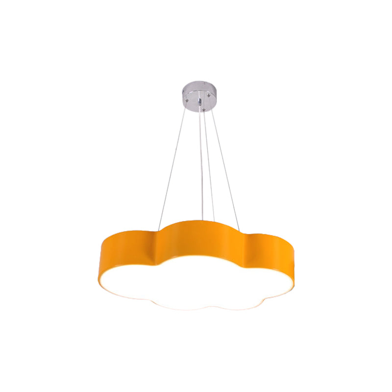 Red/Yellow Cloud Hanging Ceiling Light Macaroon LED Acrylic Pendant Chandelier with Round Canopy Clearhalo 'Ceiling Lights' 'Chandeliers' Lighting' options 1868311