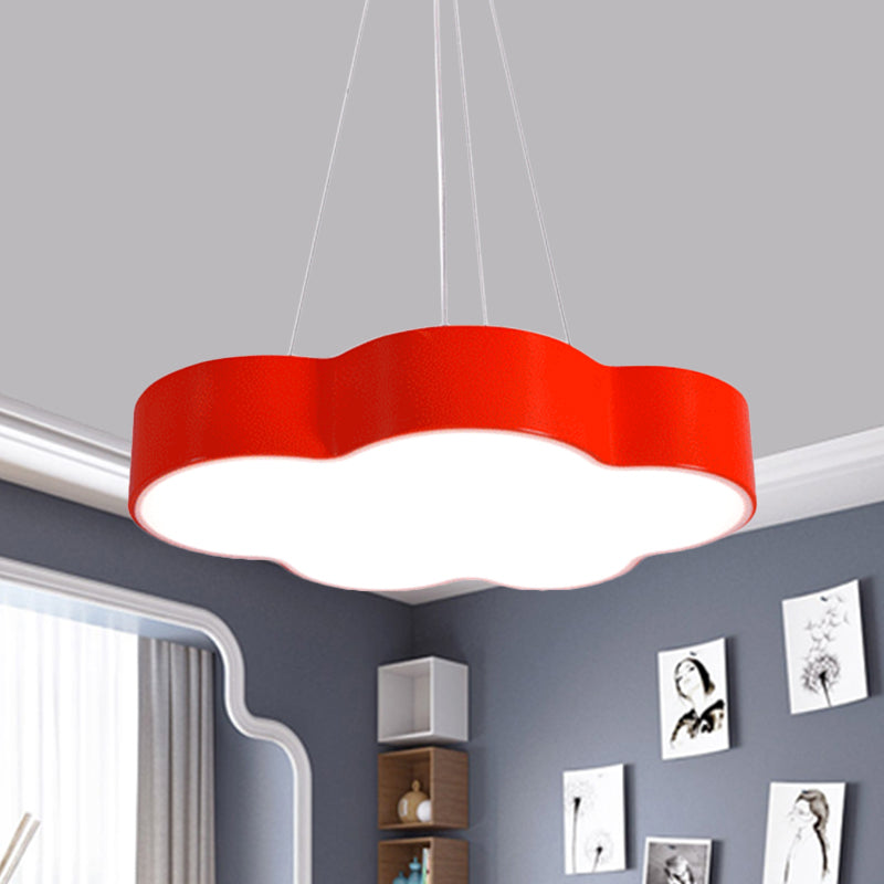 Red/Yellow Cloud Hanging Ceiling Light Macaroon LED Acrylic Pendant Chandelier with Round Canopy Clearhalo 'Ceiling Lights' 'Chandeliers' Lighting' options 1868313