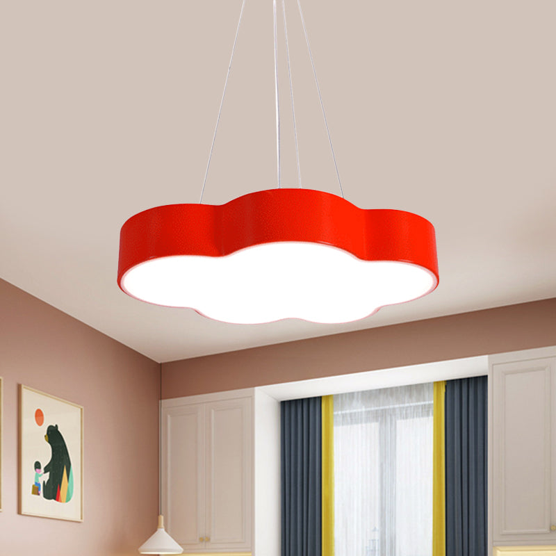 Red/Yellow Cloud Hanging Ceiling Light Macaroon LED Acrylic Pendant Chandelier with Round Canopy Clearhalo 'Ceiling Lights' 'Chandeliers' Lighting' options 1868314