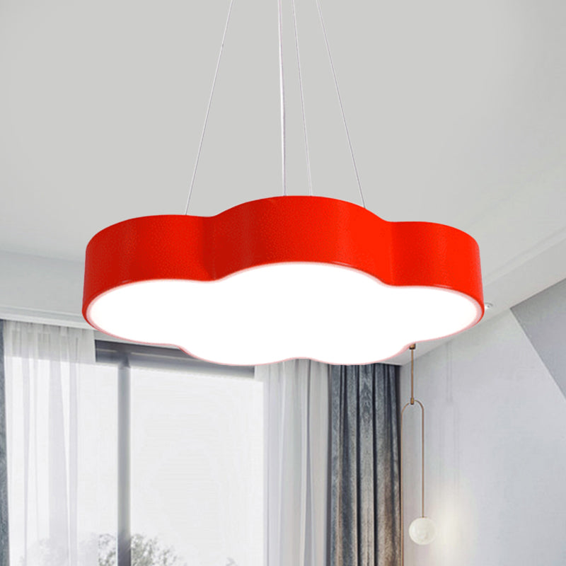 Red/Yellow Cloud Hanging Ceiling Light Macaroon LED Acrylic Pendant Chandelier with Round Canopy Clearhalo 'Ceiling Lights' 'Chandeliers' Lighting' options 1868315