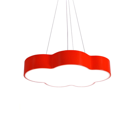 Red/Yellow Cloud Hanging Ceiling Light Macaroon LED Acrylic Pendant Chandelier with Round Canopy Clearhalo 'Ceiling Lights' 'Chandeliers' Lighting' options 1868316