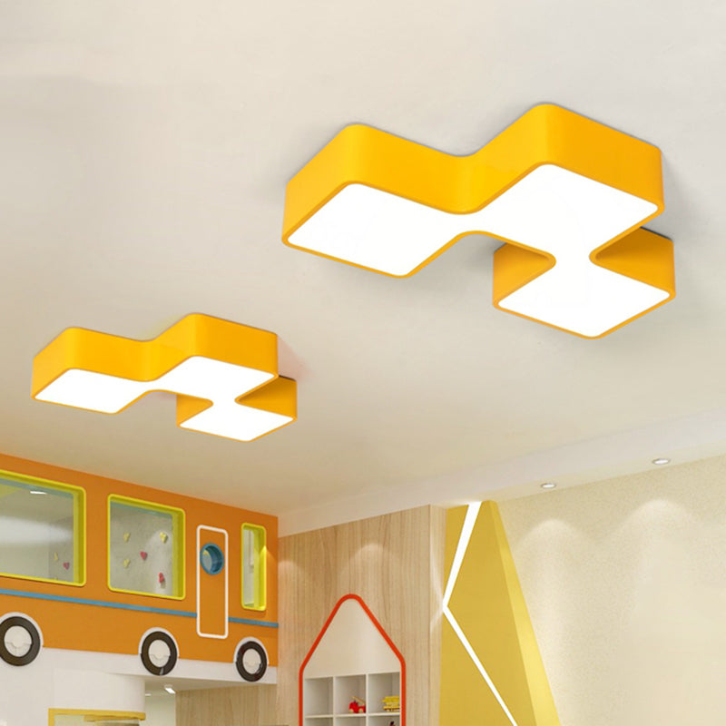 Building Block Kindergarten Flushmount Light Acrylic LED Kids Lighting Fixture in Red/Yellow Clearhalo 'Ceiling Lights' 'Close To Ceiling Lights' 'Close to ceiling' 'Flush mount' Lighting' 1868318