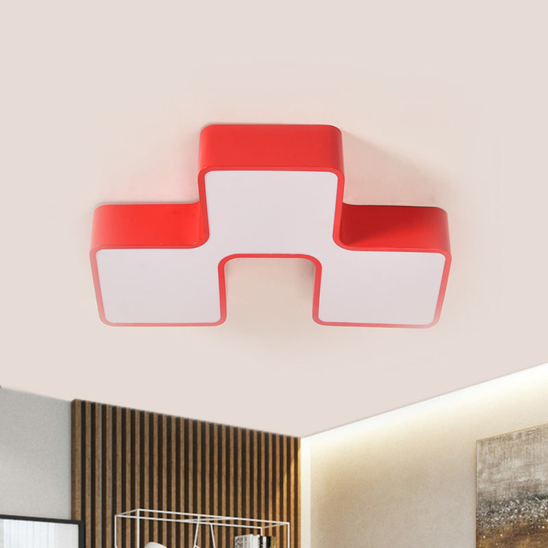 Building Block Kindergarten Flushmount Light Acrylic LED Kids Lighting Fixture in Red/Yellow Red Clearhalo 'Ceiling Lights' 'Close To Ceiling Lights' 'Close to ceiling' 'Flush mount' Lighting' 1868321