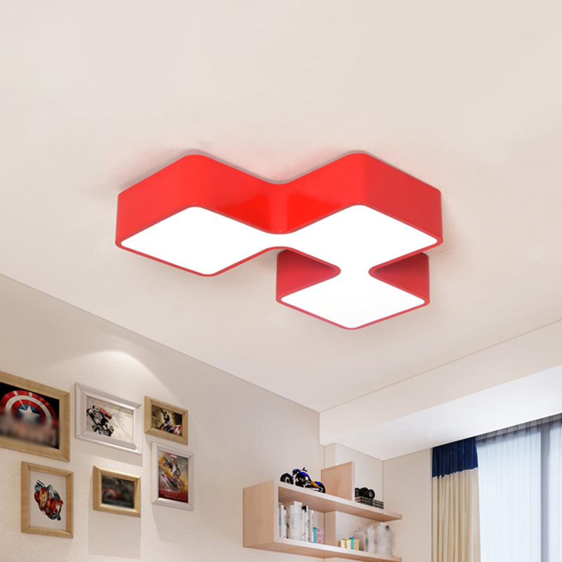 Building Block Kindergarten Flushmount Light Acrylic LED Kids Lighting Fixture in Red/Yellow Clearhalo 'Ceiling Lights' 'Close To Ceiling Lights' 'Close to ceiling' 'Flush mount' Lighting' 1868322