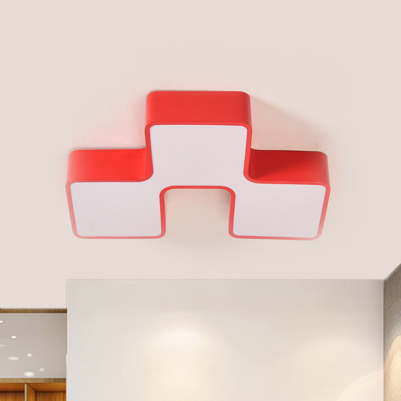 Building Block Kindergarten Flushmount Light Acrylic LED Kids Lighting Fixture in Red/Yellow Clearhalo 'Ceiling Lights' 'Close To Ceiling Lights' 'Close to ceiling' 'Flush mount' Lighting' 1868323