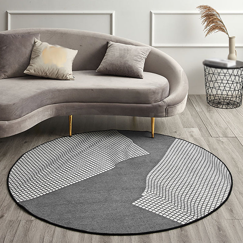 Grey Sitting Room Rug Modernist Checked Pattern Rug Chenille Washable Pet Friendly Area Carpet Grey Clearhalo 'Area Rug' 'Modern' 'Rugs' Rug' 1868398