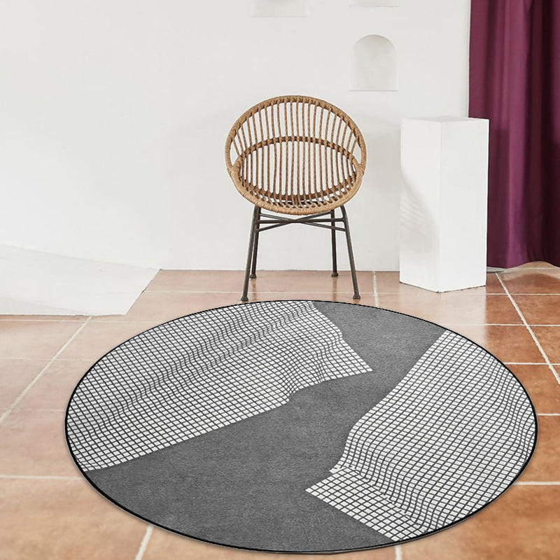 Grey Sitting Room Rug Modernist Checked Pattern Rug Chenille Washable Pet Friendly Area Carpet Clearhalo 'Area Rug' 'Modern' 'Rugs' Rug' 1868399