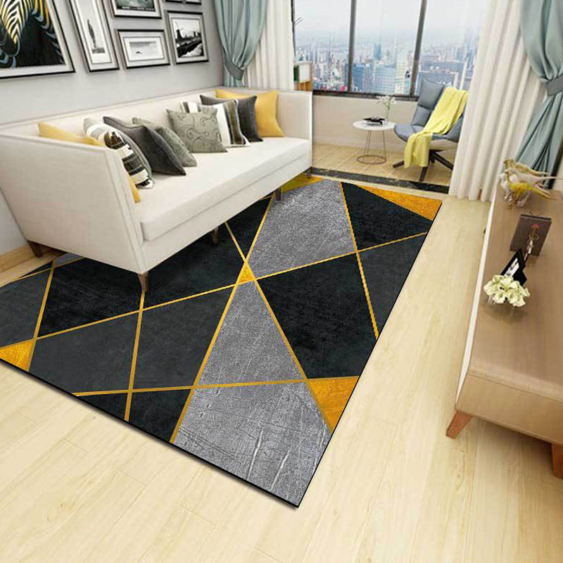 Stylish Geometric Pattern Rug Black Nordic Rug Polyester Washable Non-Slip Pet Friendly Carpet for Living Room Clearhalo 'Area Rug' 'Modern' 'Rugs' Rug' 1868420