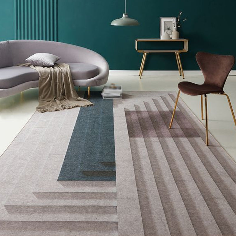 Grey Drawing Room Rug Minimalist Striped Pattern Rug Chenille Anti-Slip Backing Pet Friendly Carpet Clearhalo 'Area Rug' 'Modern' 'Rugs' Rug' 1868473