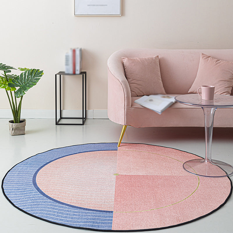 Modernism Swirl Stripe Pattern Rug Pink Chenille Rug Non-Slip Pet Friendly Washable Area Rug for Bedroom Pink Clearhalo 'Area Rug' 'Modern' 'Rugs' Rug' 1868478