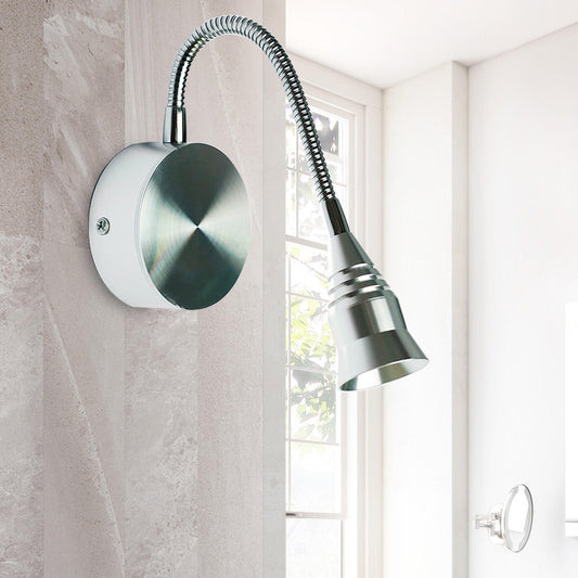 Modernism LED Sconce Lamp with Metal Shade Chrome Bell Wall Light Fixture in Warm/White Lighting Chrome No Switch Clearhalo 'Cast Iron' 'Glass' 'Industrial' 'Modern wall lights' 'Modern' 'Tiffany' 'Traditional wall lights' 'Wall Lamps & Sconces' 'Wall Lights' Lighting' 186847