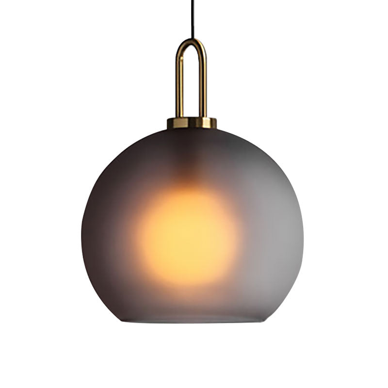 1 Light Living Room Pendant Lamp with Globe Clear/Smoky Glass Shade Modern Brass Hanging Lamp Kit, 8"/10"/12" Wide Clearhalo 'Ceiling Lights' 'Glass shade' 'Glass' 'Modern Pendants' 'Modern' 'Pendant Lights' 'Pendants' Lighting' 186853