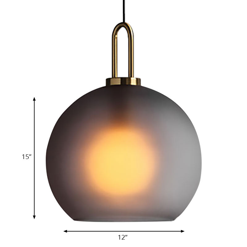 1 Light Living Room Pendant Lamp with Globe Clear/Smoky Glass Shade Modern Brass Hanging Lamp Kit, 8"/10"/12" Wide Clearhalo 'Ceiling Lights' 'Glass shade' 'Glass' 'Modern Pendants' 'Modern' 'Pendant Lights' 'Pendants' Lighting' 186854