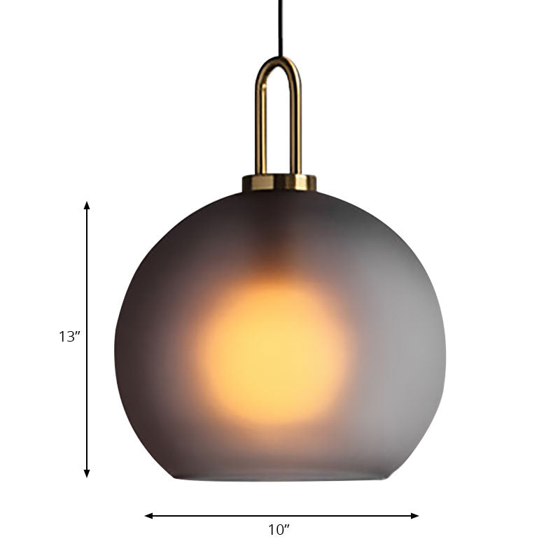 1 Light Living Room Pendant Lamp with Globe Clear/Smoky Glass Shade Modern Brass Hanging Lamp Kit, 8"/10"/12" Wide Clearhalo 'Ceiling Lights' 'Glass shade' 'Glass' 'Modern Pendants' 'Modern' 'Pendant Lights' 'Pendants' Lighting' 186855