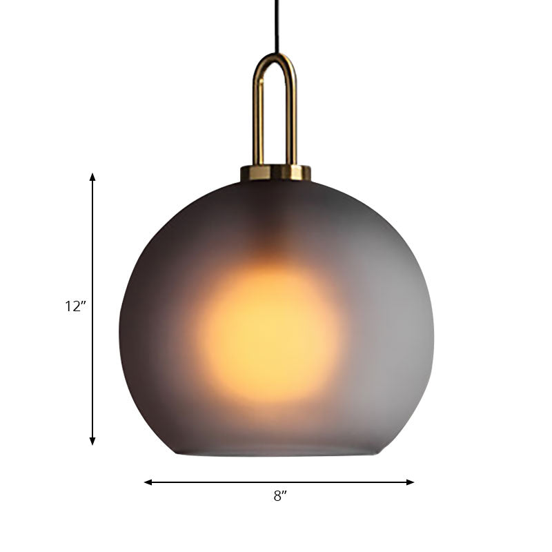 1 Light Living Room Pendant Lamp with Globe Clear/Smoky Glass Shade Modern Brass Hanging Lamp Kit, 8"/10"/12" Wide Clearhalo 'Ceiling Lights' 'Glass shade' 'Glass' 'Modern Pendants' 'Modern' 'Pendant Lights' 'Pendants' Lighting' 186856