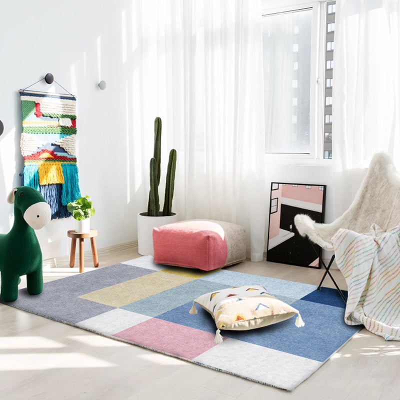 Multi-Color Parlor Rug Novelty Colorblock Area Rug Polyester Machine Washable Non-Slip Backing Rug Blue Clearhalo 'Area Rug' 'Modern' 'Rugs' Rug' 1868754