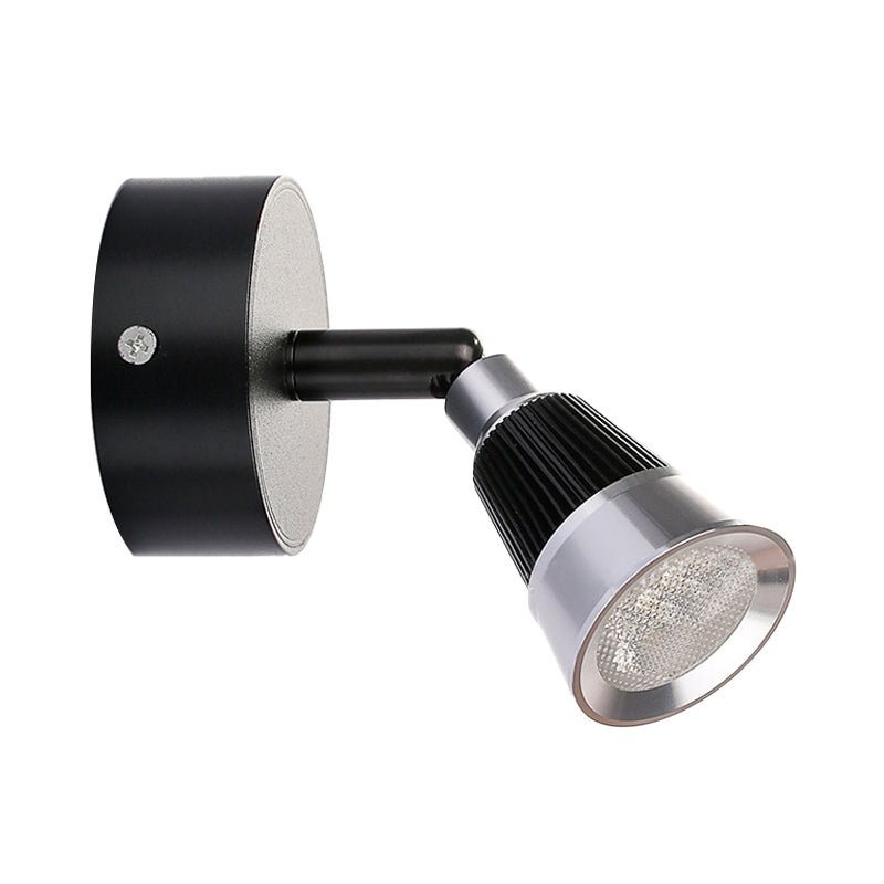Modernist Bell Wall Light Fixture with/without Switch Metal LED Indoor Rotatable Sconce Lamp in Black/Chrome Clearhalo 'Cast Iron' 'Glass' 'Industrial' 'Modern wall lights' 'Modern' 'Tiffany' 'Traditional wall lights' 'Wall Lamps & Sconces' 'Wall Lights' Lighting' 186883