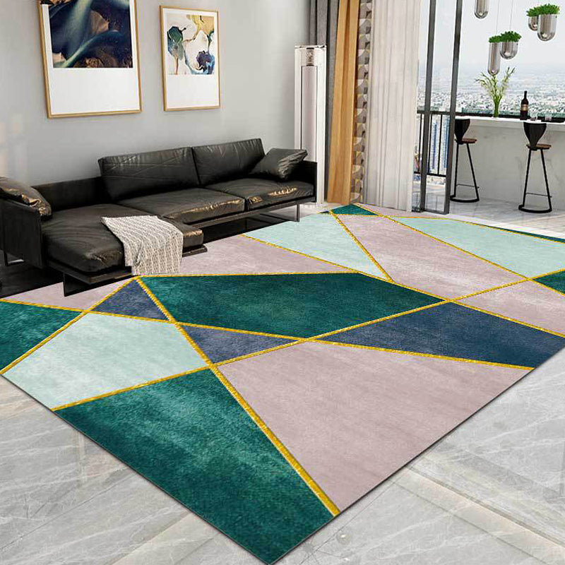 Novelty Colorblock Geometric Pattern Rug Multicolor Polyester Rug Non-Slip Pet Friendly Washable Area Carpet for Living Room Green Clearhalo 'Area Rug' 'Modern' 'Rugs' Rug' 1868836