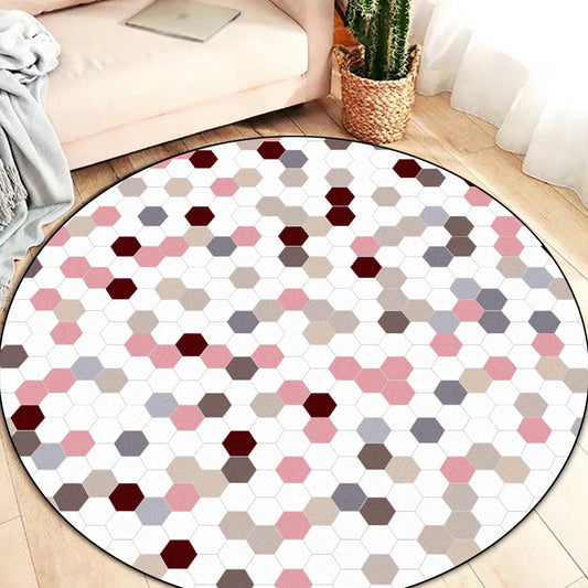 Creative Hexagon Pattern Rug White and Pink Modern Rug Polyester Pet Friendly Washable Non-Slip Area Rug for Decoration Clearhalo 'Area Rug' 'Modern' 'Rugs' Rug' 1868879