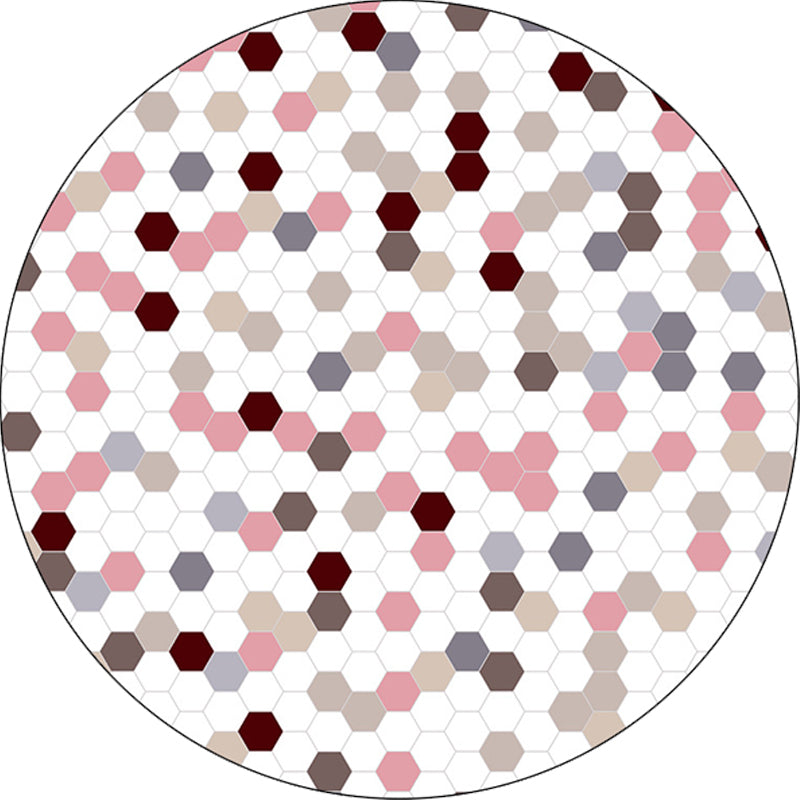 Creative Hexagon Pattern Rug White and Pink Modern Rug Polyester Pet Friendly Washable Non-Slip Area Rug for Decoration Clearhalo 'Area Rug' 'Modern' 'Rugs' Rug' 1868880