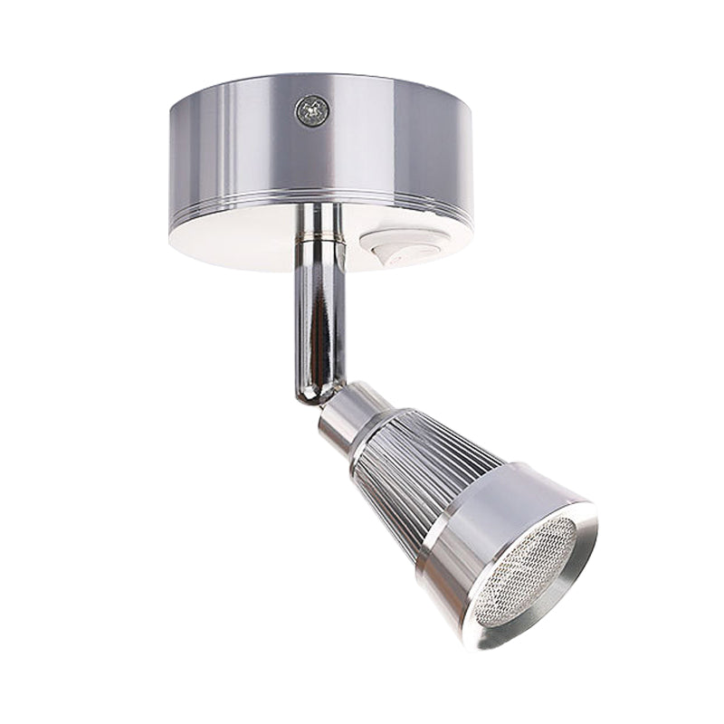 Modernist Bell Wall Light Fixture with/without Switch Metal LED Indoor Rotatable Sconce Lamp in Black/Chrome Clearhalo 'Cast Iron' 'Glass' 'Industrial' 'Modern wall lights' 'Modern' 'Tiffany' 'Traditional wall lights' 'Wall Lamps & Sconces' 'Wall Lights' Lighting' 186889