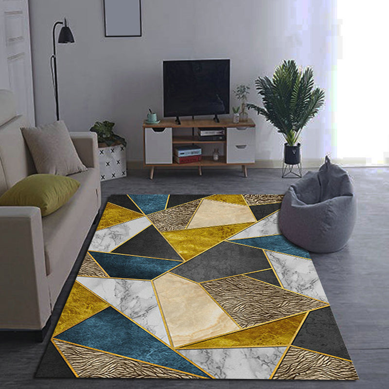 Novelty Geometrical Pattern Rug Multi Color Polypropylene Rug Anti-Slip Backing Pet Friendly Washable Area Rug for Living Room Yellow Clearhalo 'Area Rug' 'Modern' 'Rugs' Rug' 1868902