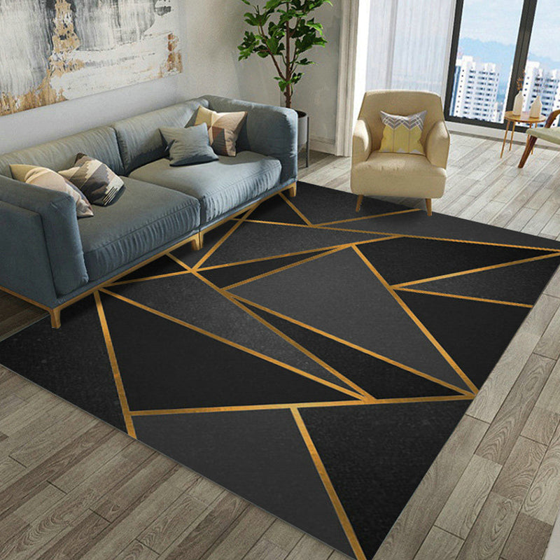 Novelty Geometrical Pattern Rug Multi Color Polypropylene Rug Anti-Slip Backing Pet Friendly Washable Area Rug for Living Room Black Clearhalo 'Area Rug' 'Modern' 'Rugs' Rug' 1868906