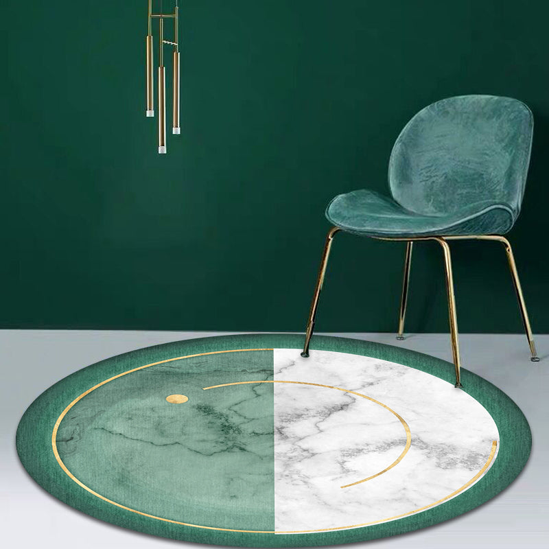 Contemporary Home Rug Green Circle and Marble Surface Pattern Area Rug Polyester Washable Non-Slip Pet Friendly Rug White Clearhalo 'Area Rug' 'Modern' 'Rugs' Rug' 1868908