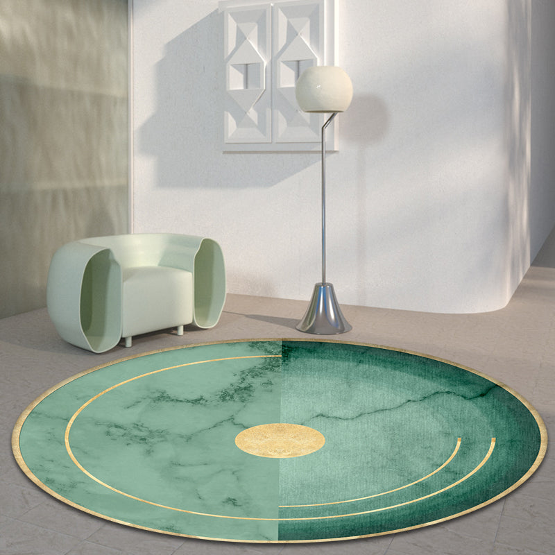 Contemporary Home Rug Green Circle and Marble Surface Pattern Area Rug Polyester Washable Non-Slip Pet Friendly Rug Green Clearhalo 'Area Rug' 'Modern' 'Rugs' Rug' 1868915