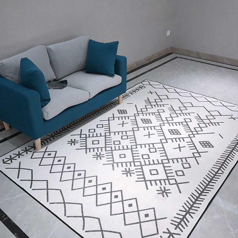 Light Grey Bedroom Rug Southwestern Tribal Geometric Pattern Rug Polypropylene Machine Washable Non-Slip Backing Carpet Light Gray Clearhalo 'Area Rug' 'Rugs' 'Southwestern' Rug' 1868959