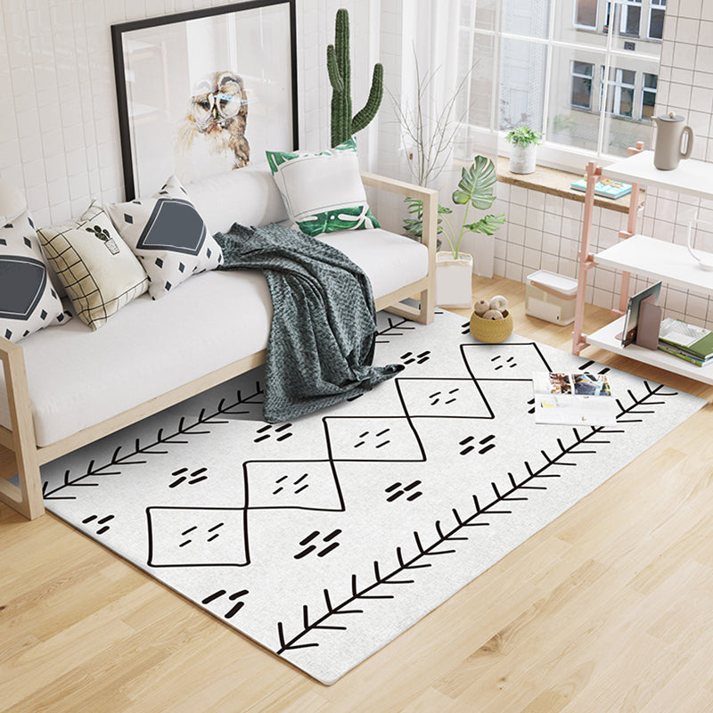 Light Grey Bedroom Rug Southwestern Tribal Geometric Pattern Rug Polypropylene Machine Washable Non-Slip Backing Carpet Grey Clearhalo 'Area Rug' 'Rugs' 'Southwestern' Rug' 1868960