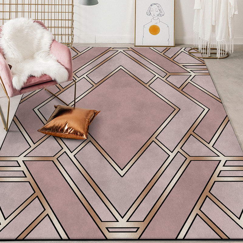 Contemporary Geometric Pattern Rug Pink Polyester Rug Pet Friendly Washable Area Carpet for Home Pink Clearhalo 'Area Rug' 'Modern' 'Rugs' Rug' 1869027