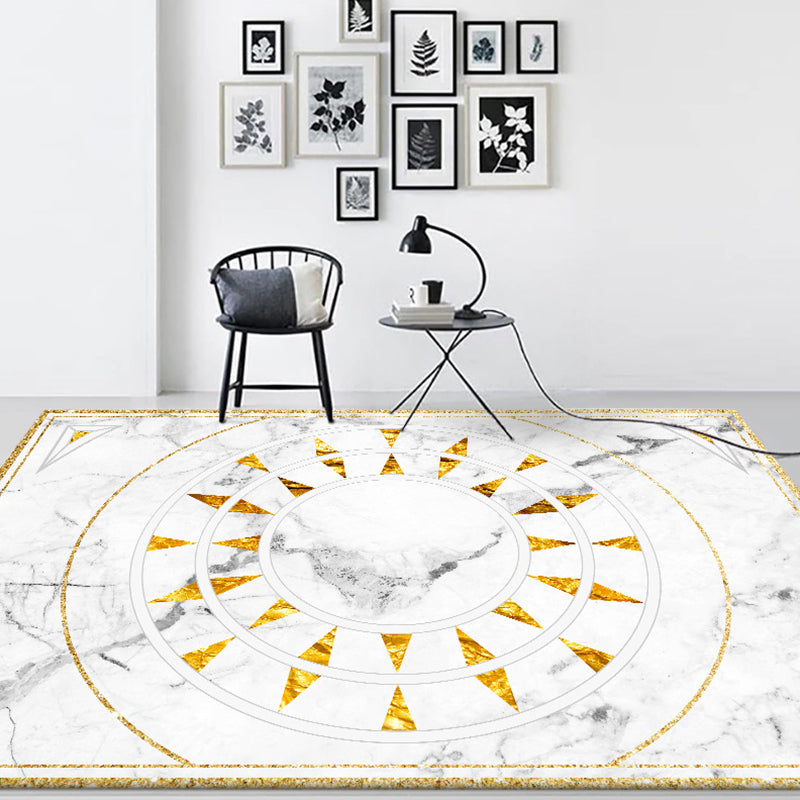 White Geometric Pattern Rug with Marble Surface Polyester Modern Rug Washable Non-Slip Pet Friendly Carpet for Living Room Clearhalo 'Area Rug' 'Modern' 'Rugs' Rug' 1869088