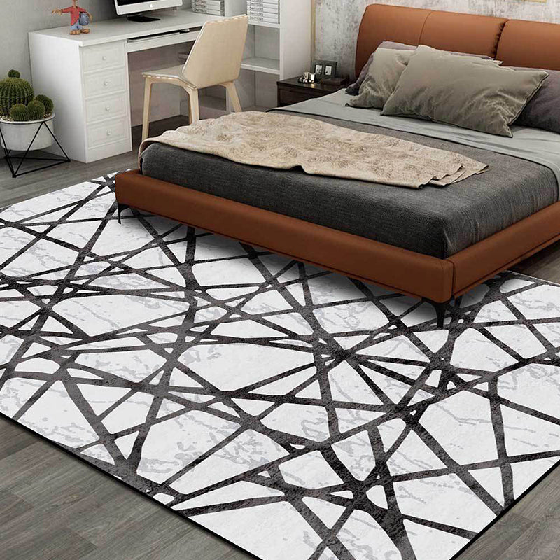 Modernism Geometric Pattern Rug Grey Polyester Rug Non-Slip Pet Friendly Washable Carpet for Drawing Room Black Clearhalo 'Area Rug' 'Modern' 'Rugs' Rug' 1869090