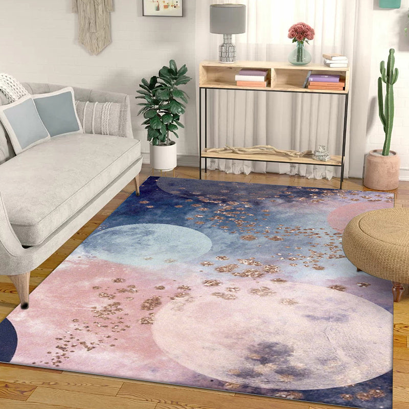 Pink Planets Pattern Rug Polyester Modern Rug Washable Non-Slip Pet Friendly Carpet for Living Room Pink Clearhalo 'Area Rug' 'Modern' 'Rugs' Rug' 1869098