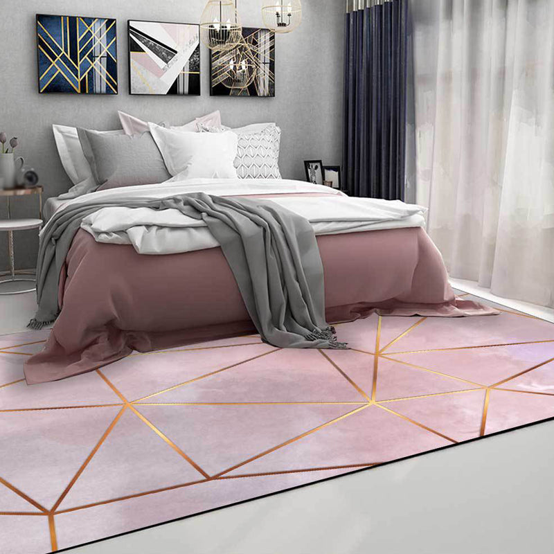 Unique Geometric Pattern Rug Pink Novelty Rug Polypropylene Pet Friendly Washable Non-Slip Area Rug for Bedroom Clearhalo 'Area Rug' 'Modern' 'Rugs' Rug' 1869121