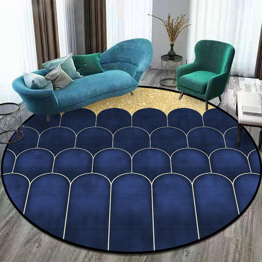 Blue and Gold Contemporary Area Rug Polypropylene Geometric Pattern Rug Pet Friendly Washable Non-Slip Area Rug for Home Blue Clearhalo 'Area Rug' 'Modern' 'Rugs' Rug' 1869129