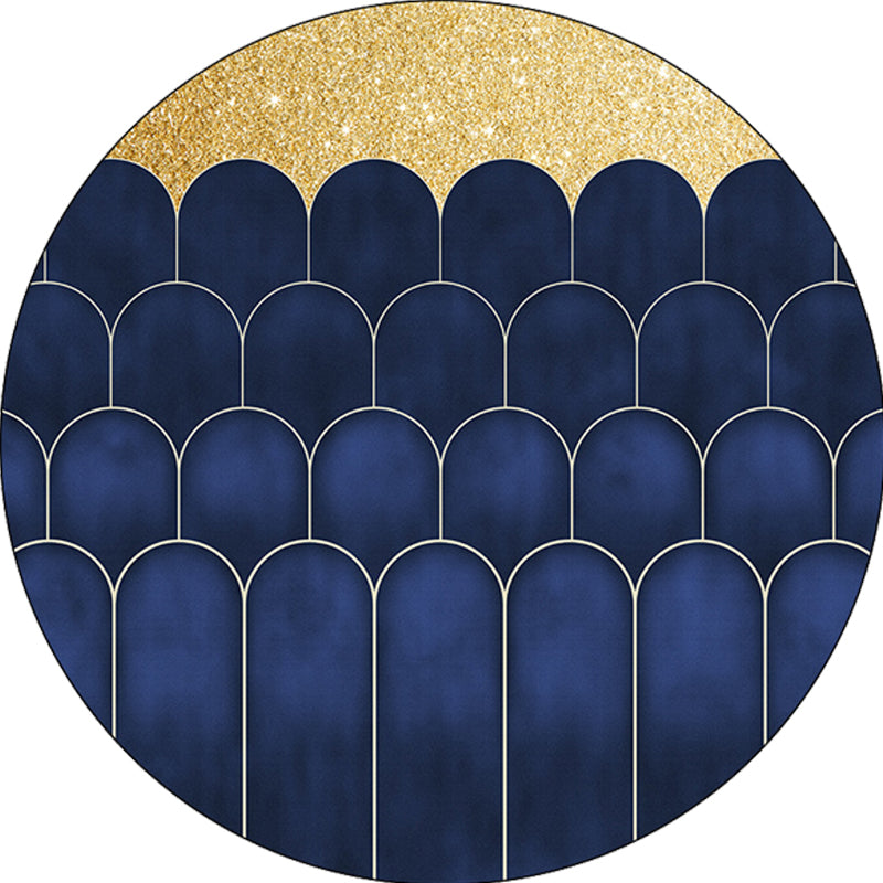 Blue and Gold Contemporary Area Rug Polypropylene Geometric Pattern Rug Pet Friendly Washable Non-Slip Area Rug for Home Clearhalo 'Area Rug' 'Modern' 'Rugs' Rug' 1869131