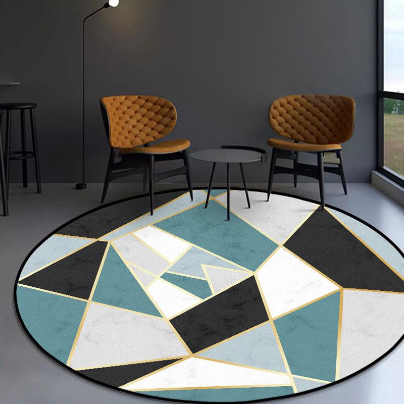 Modern Geometrical Pattern Indoor Rug Blue Synthetics Carpet Pet Friendly Non-Slip Washable Rug for Parlour Blue Clearhalo 'Area Rug' 'Modern' 'Rugs' Rug' 1869138