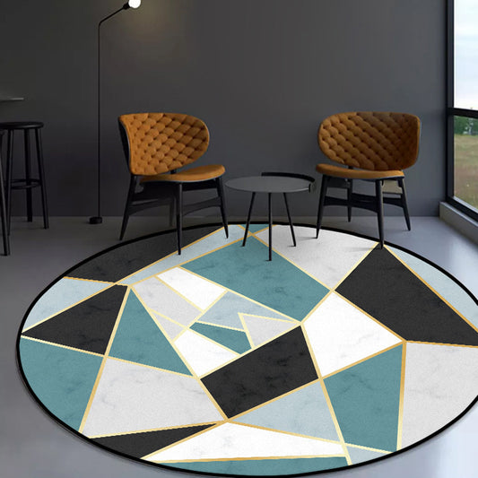 Modern Geometrical Pattern Indoor Rug Blue Synthetics Carpet Pet Friendly Non-Slip Washable Rug for Parlour Blue Clearhalo 'Area Rug' 'Modern' 'Rugs' Rug' 1869138