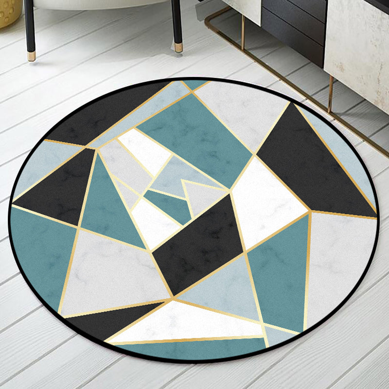 Modern Geometrical Pattern Indoor Rug Blue Synthetics Carpet Pet Friendly Non-Slip Washable Rug for Parlour Clearhalo 'Area Rug' 'Modern' 'Rugs' Rug' 1869139